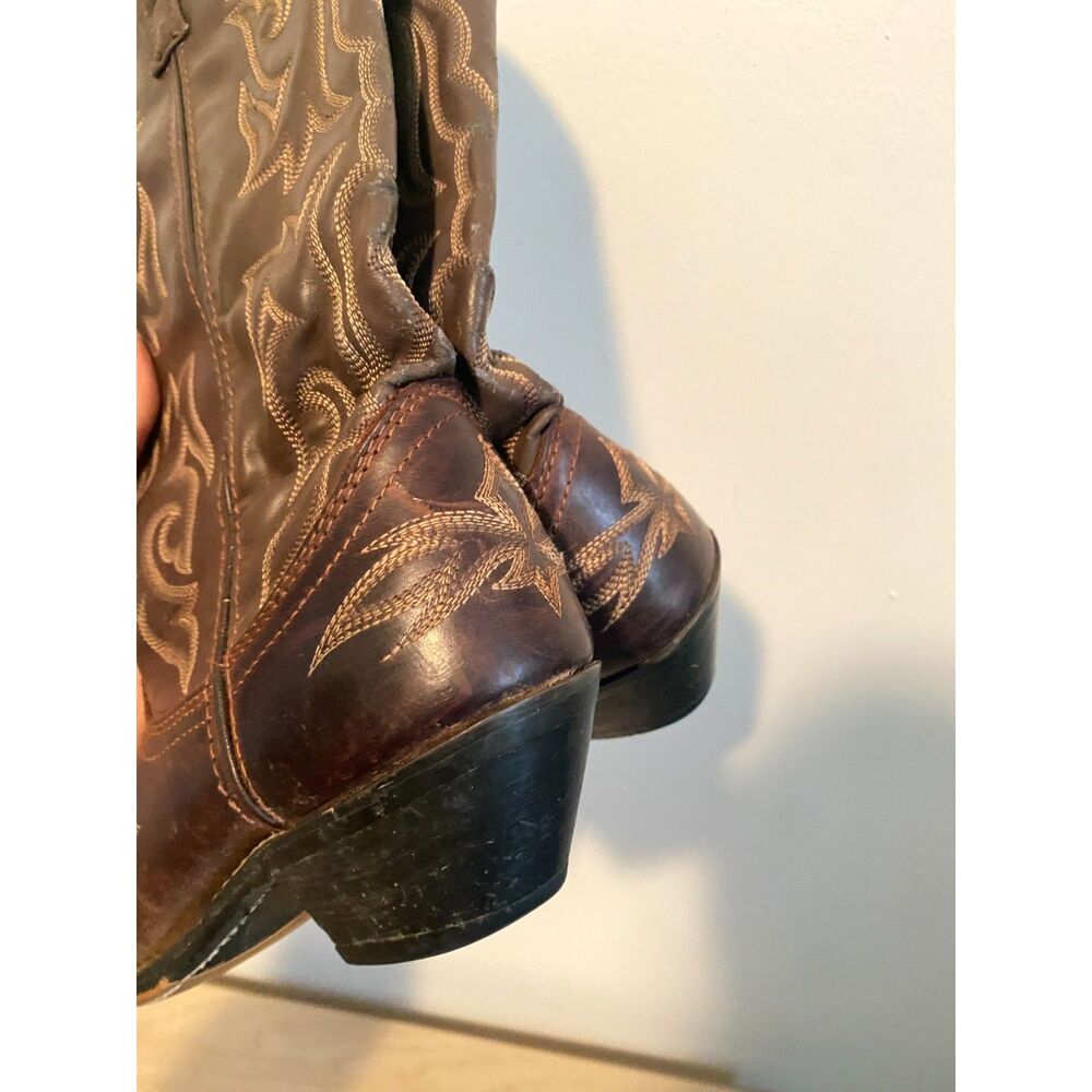 Laredo Brown Leather Embroidered Western Cowboy Boots Women's Size 8M - Picture 3 of 7